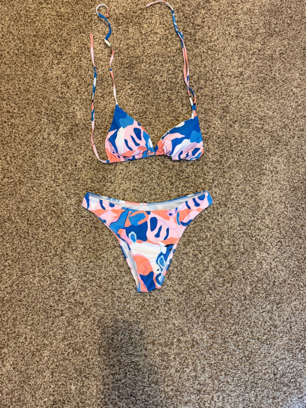 Abstract Pink & Blue Two-Piece Bikini